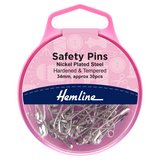 Hemline Nickel Safety Pins 34mm 30 Pack