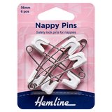Hemline white Nappy Pins 56mm