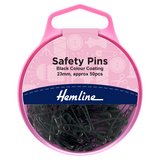 Hemline 23mm Black Safety Pins