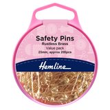 Hemline Brass Safety Pins 23mm 200 Pieces