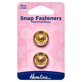 Hemline Gold Sew-On Snap Fasteners 18mm 2 Pack