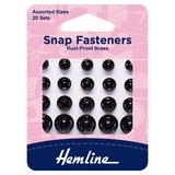 Hemline Assorted Black Sew-On Snap Fasteners