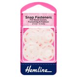 Hemline Plastic Sew On Snap Fasteners Clear 21mm