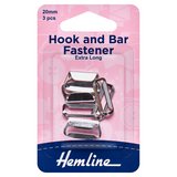 Hemline Nickel Hook and Bar Fastener 20mm 3 Pack