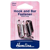 Hemline Nickel Hook and Bar Fastener 25mm 3 Pack