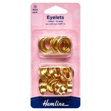 Hemline Gold/Brass 14mm Eyelets Refill Pack