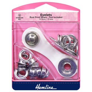 Hemline Nickel/Silver 10.5mm Eyelets Starter Kit