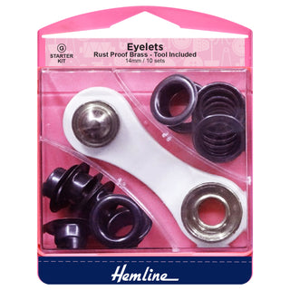 Hemline Black 14mm Eyelets Starter Kit