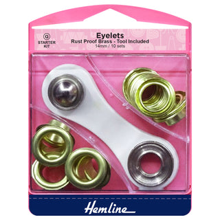 Hemline Gold 14mm Eyelets Starter Kit