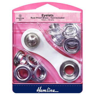 Hemline Nickel/Silver 14mm Eyelets Starter Kit