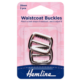 Hemline Nickel Vest/Waistcoat Buckles 20mm  - 2 Pack