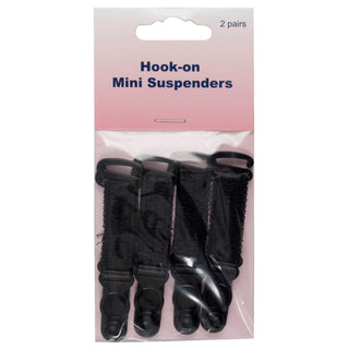 Hemline Black Hook-on Mini Suspenders