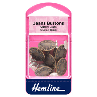 Hemline Bronze Jeans Buttons 16mm