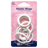 Hemline White Plastic Curtain Rings 25mm
