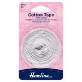 Hemline White 100% Cotton Non Stretch Tape 5m x 20mm
