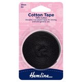 Hemline Black 100% Cotton Non Stretch Tape 5m x 20mm