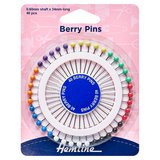 Hemline Nickel Plated Berry Pins With Colourful Plastic Heads 34mm