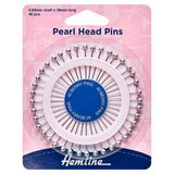 Hemline 38mm Nickel Plated Pearl Head Pins 40 Pack
