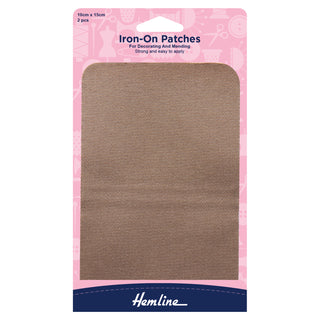 Hemline Iron-On Cotton Twill Patches 10cm x 15cm - Fawn