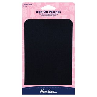 Hemline Iron-On Cotton Twill Patches 10cm x 15cm - Navy