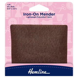 Hemline Polycotton Patch Iron-On Mender 24cm x 9cm - Brown