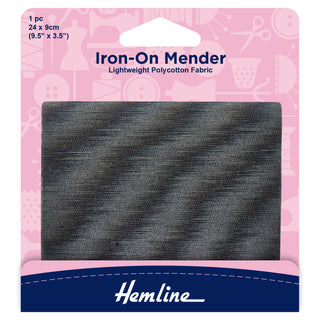 Hemline Polycotton Patch Iron-On Mender 24cm x 9cm - Dark Grey