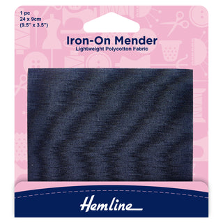 Hemline Polycotton Patch Iron-On Mender 24cm x 9cm - Navy