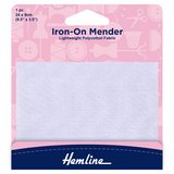 Hemline Polycotton Patch Iron-On Mender 24cm x 9cm - White