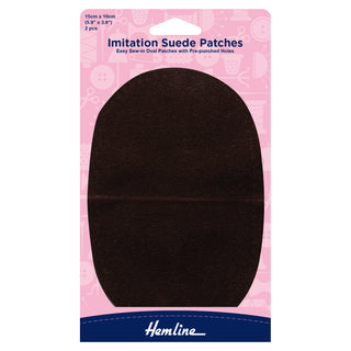 Hemline Brown Sew-In Imitation Suede Patches 10 x 15cm