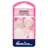Hemline White Mender Buttons 15 Pieces