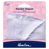 Hemline White Iron-On Pocket Repair 18 x 18cm