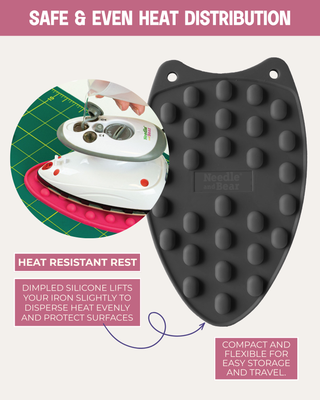 Needle and Bear - Premium Mini Steam Iron with Hardshell Travel Case & Iron Rest (Black Case)