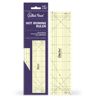 The Quilted Bear 220°C Heat Resistant Hot Ironing Ruler - 2.5" x 10" - New & Improved
