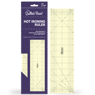 The Quilted Bear 220°C Heat Resistant Hot Ironing Ruler - 4" x 14" - New & Improved