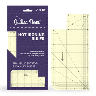 The Quilted Bear 220°C Heat Resistant Hot Ironing Ruler - 5" x 10" - New & Improved
