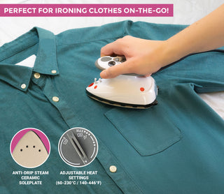 Needle and Bear - Premium Mini Steam Iron with Hardshell Travel Case & Iron Rest (Black Case)