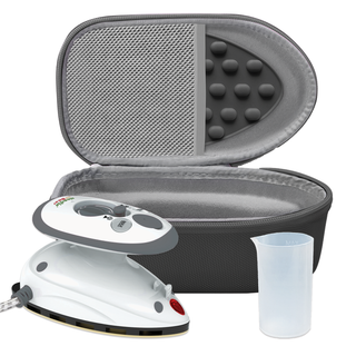 Needle and Bear - Premium Mini Steam Iron with Hardshell Travel Case & Iron Rest (Black Case)
