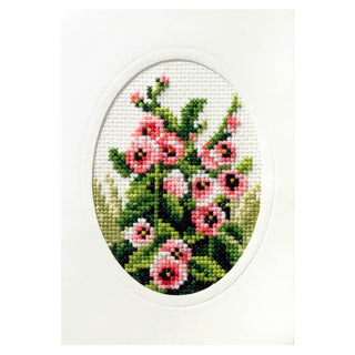 Orchidea Hollyhocks Cross Stitch Card