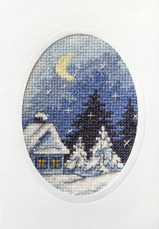 Orchidea Cross Stitch Kit: Greetings Card: Twilight Winter Scene
