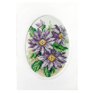 Orchidea Dahlias Cross Stitch Card
