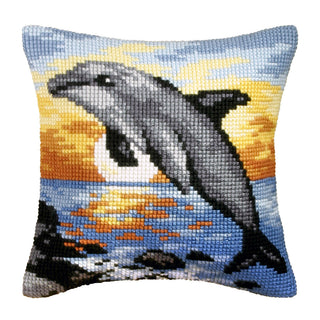 Orchidea Cross Stitch Kit: Cushion: Large: Dolphin