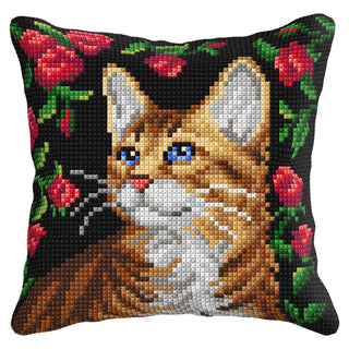 Orchidea Cross Stitch Kit: Cushion: Cat (Quickpoint Pillow Cover Kit)