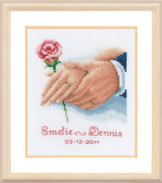 Vervaco Rose Holding Hands Wedding Record Counted Cross Stitch Kit