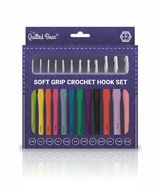 The Quilted Bear 12 Piece Ergonomic Crochet Hooks Set (2mm-8mm)
