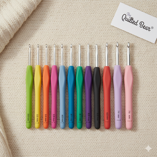 The Quilted Bear 12 Piece Ergonomic Crochet Hooks Set (2mm-8mm)