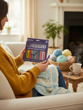 The Quilted Bear 12 Piece Ergonomic Crochet Hooks Set (2mm-8mm)