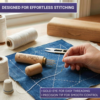 The Quilted Bear Gold Eye Sashiko Needles with Wooden Case (Assorted)