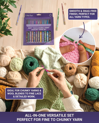 The Quilted Bear 12 Piece Ergonomic Crochet Hook Set -  2mm-8mm (Safari Print)