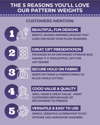 The Quilted Bear Pattern Weight Set – Scratch-Resistant Fabric Weights for Secure Pattern Cutting, Sewing Supplies & Quilting Supplies (TQB - Roses)