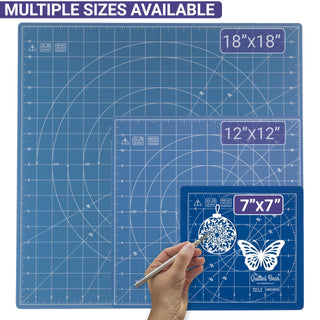 The Quilted Bear Rotating Cutting Mat 7'' x 7'' (Blue)